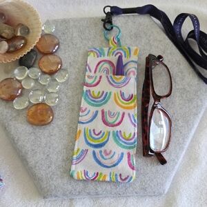 Rainbow Pattern pen and eye glass holder use with a lanyard